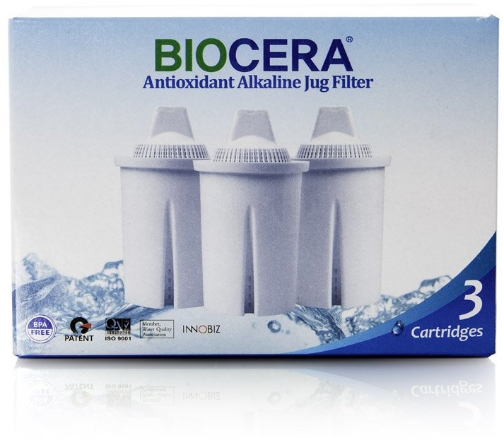 Biocera Alkaline Water Jug Replacement Cartridges - 3 Filter Cartridges (6-months use)
